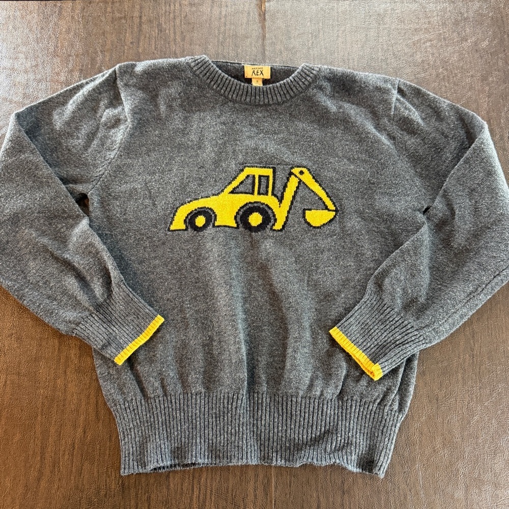 Maximus Rex Gray Sweater with Yellow Construction Design Sz 5